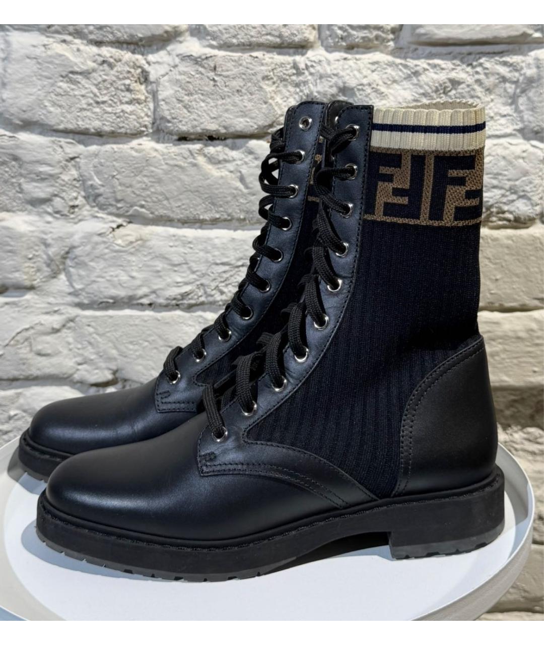 FENDI Черные кожаные ботинки, фото 7