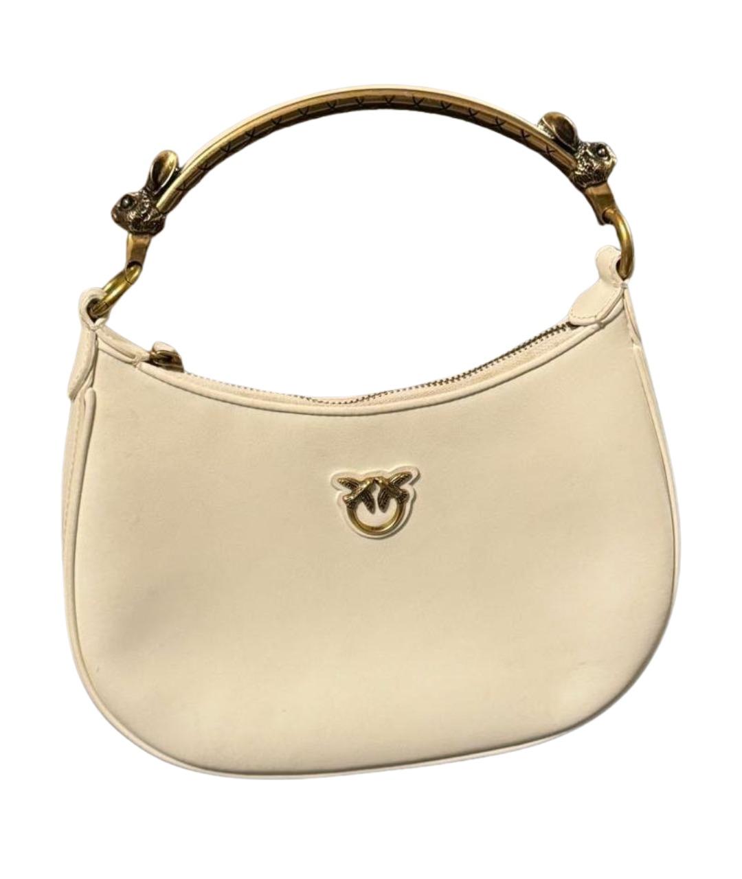 PINKO Белая кожаная сумка с короткими ручками, фото 1