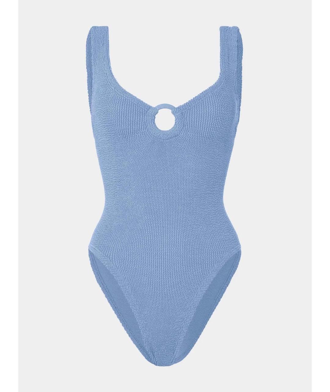 HUNZA G Голубой полиамидовый купальник, фото 3
