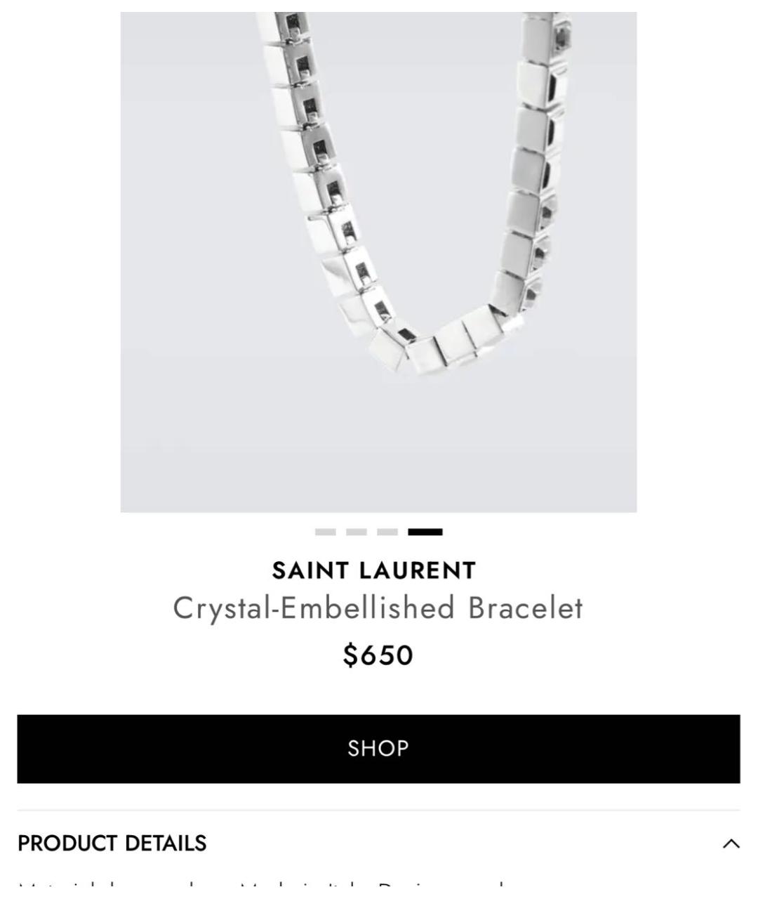 SAINT LAURENT Серебрянный латунный браслет, фото 6