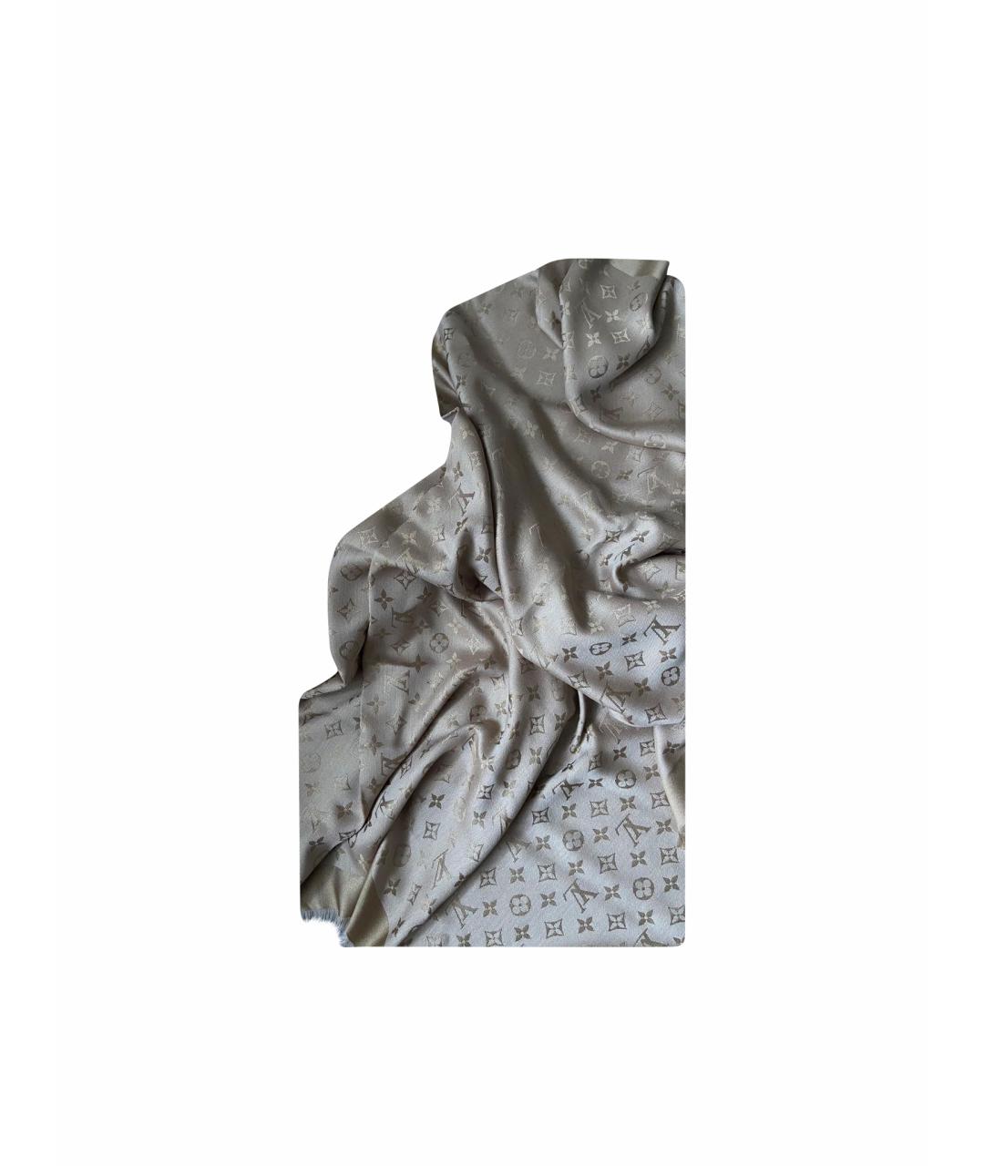 LOUIS VUITTON Бежевый шелковый платок, фото 1