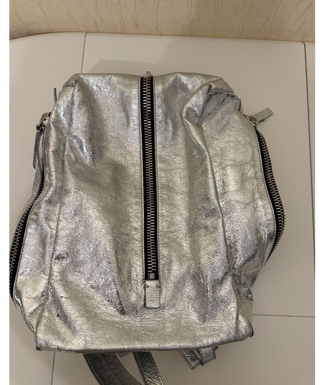 GIUSEPPE ZANOTTI DESIGN Серебрянный кожаный рюкзак, фото 3