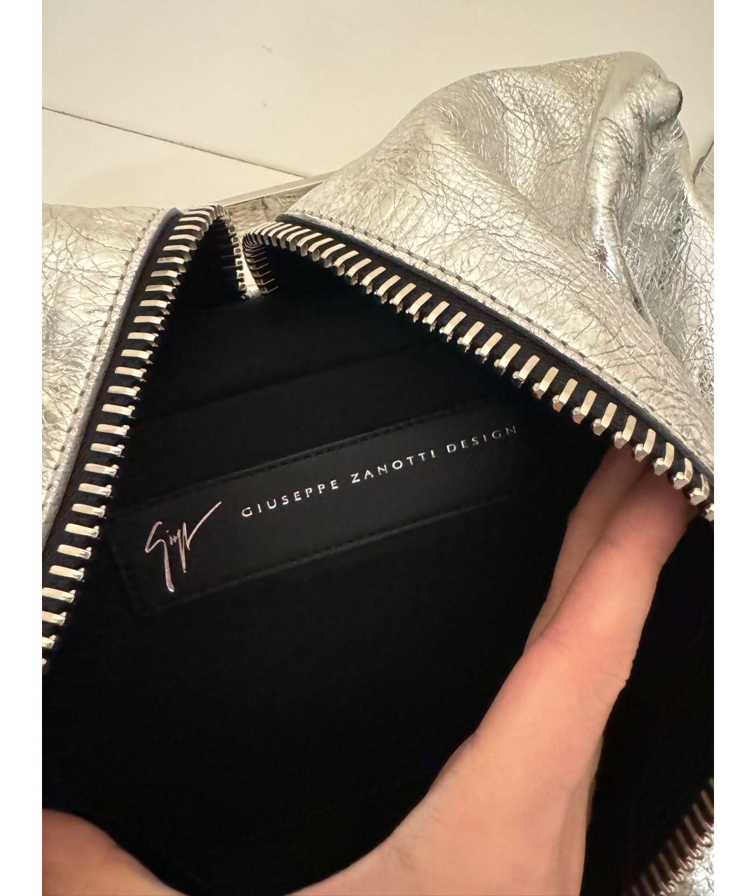 GIUSEPPE ZANOTTI DESIGN Серебрянный кожаный рюкзак, фото 5