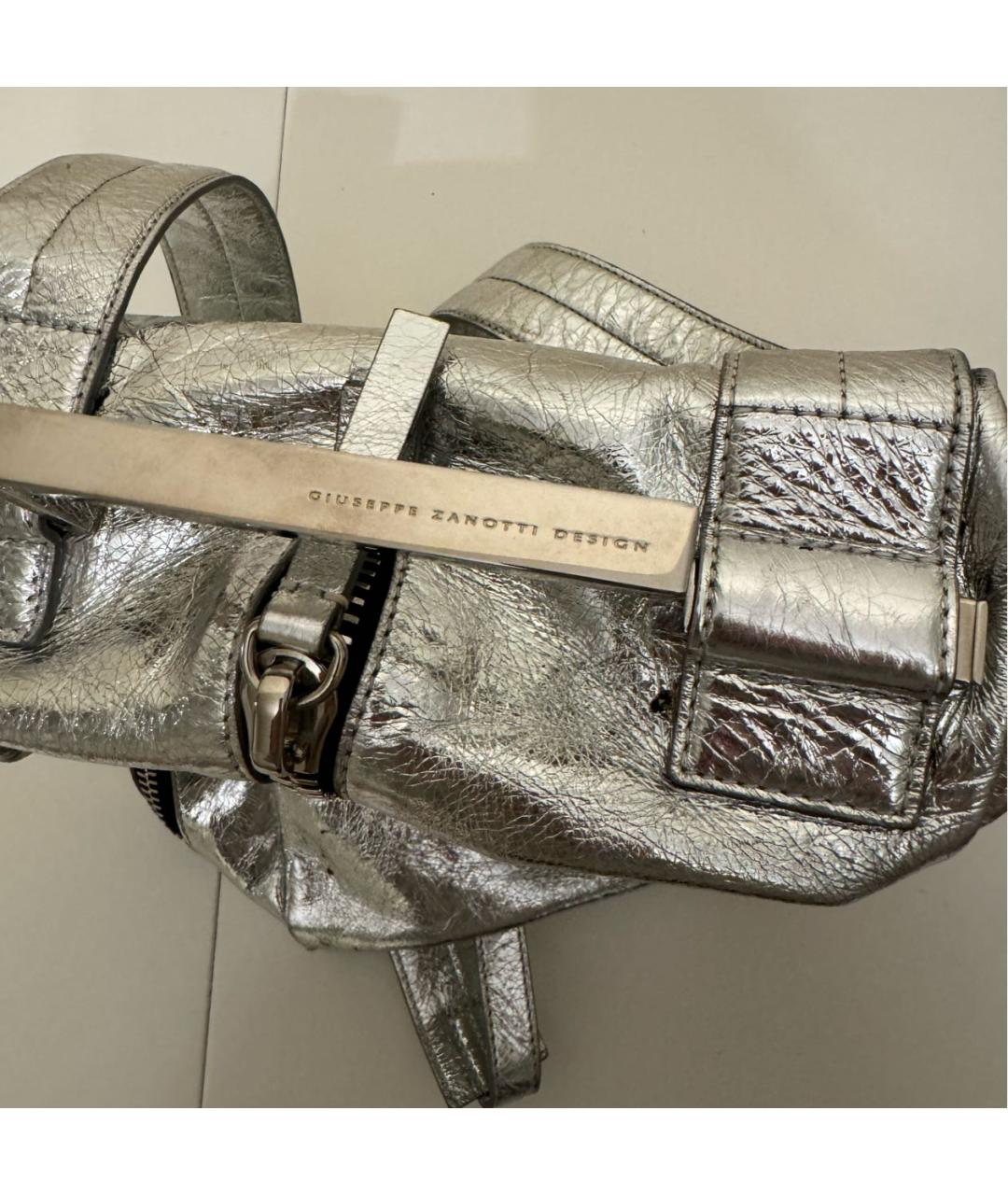 GIUSEPPE ZANOTTI DESIGN Серебрянный кожаный рюкзак, фото 2