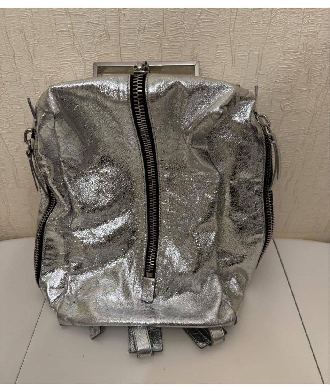 GIUSEPPE ZANOTTI DESIGN Серебрянный кожаный рюкзак, фото 6