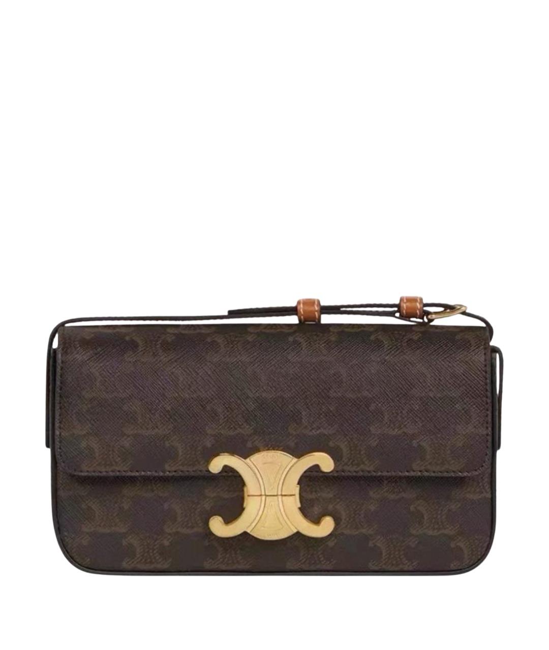 CELINE Коричневая кожаная сумка через плечо, фото 1