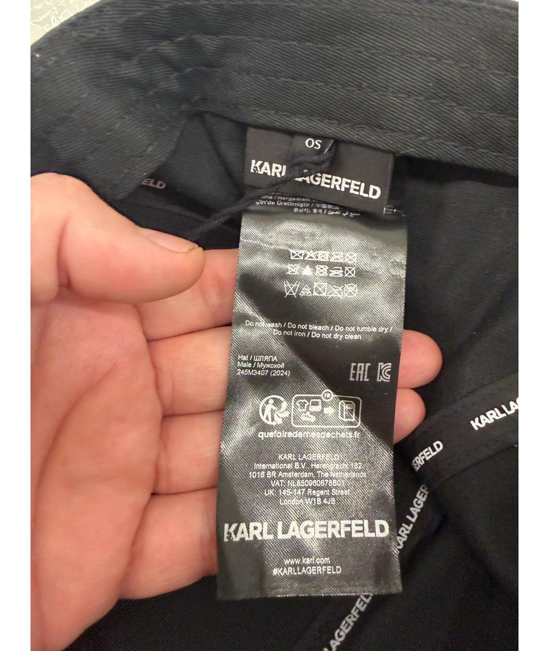 KARL LAGERFELD Черная хлопковая кепка/бейсболка, фото 4