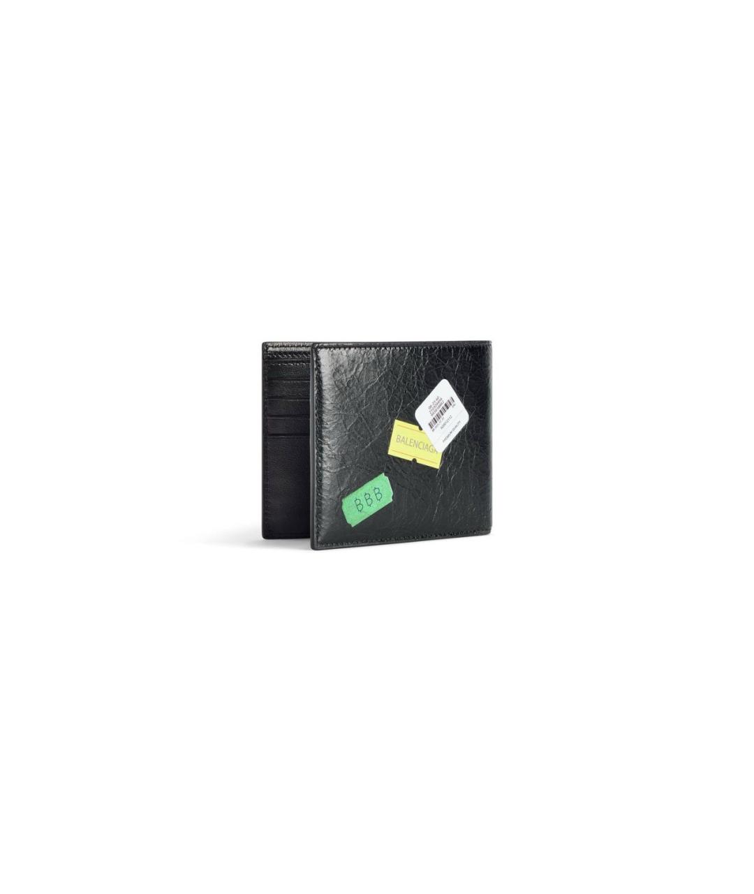 BALENCIAGA Черный кожаный кошелек, фото 2