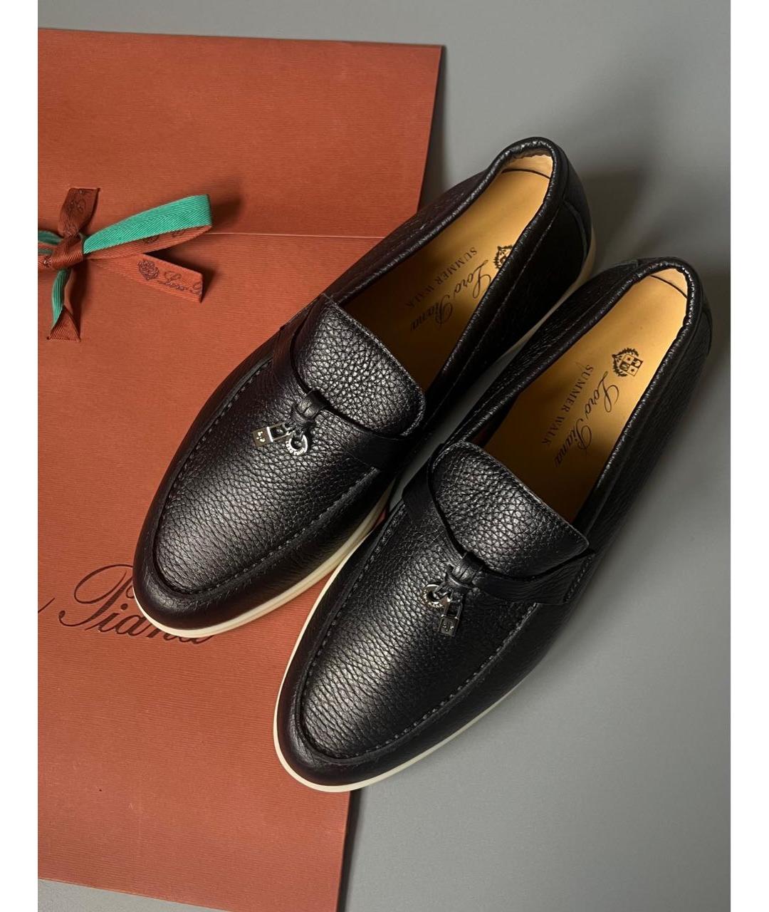 LORO PIANA Черные кожаные лоферы, фото 3