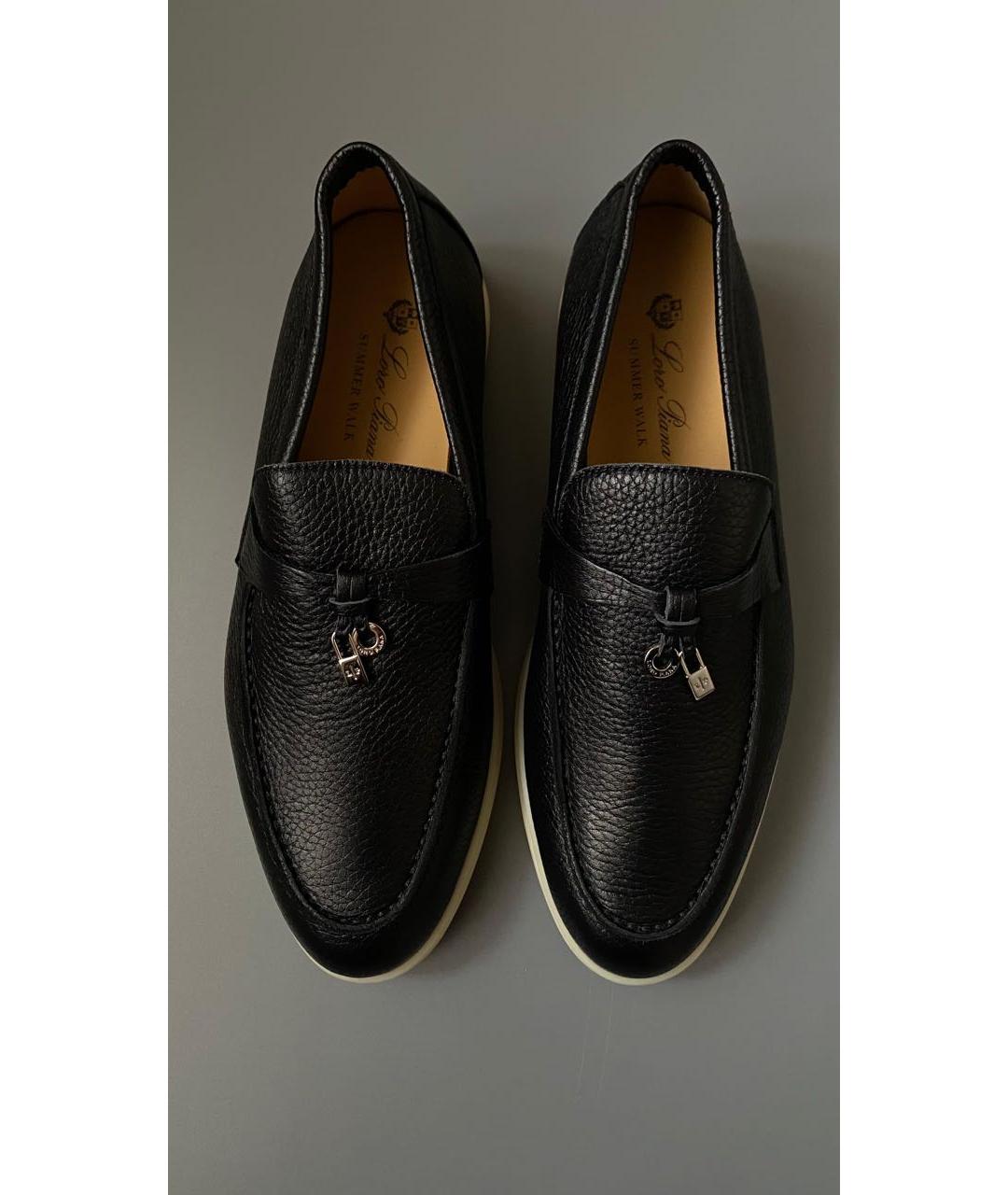 LORO PIANA Черные кожаные лоферы, фото 2