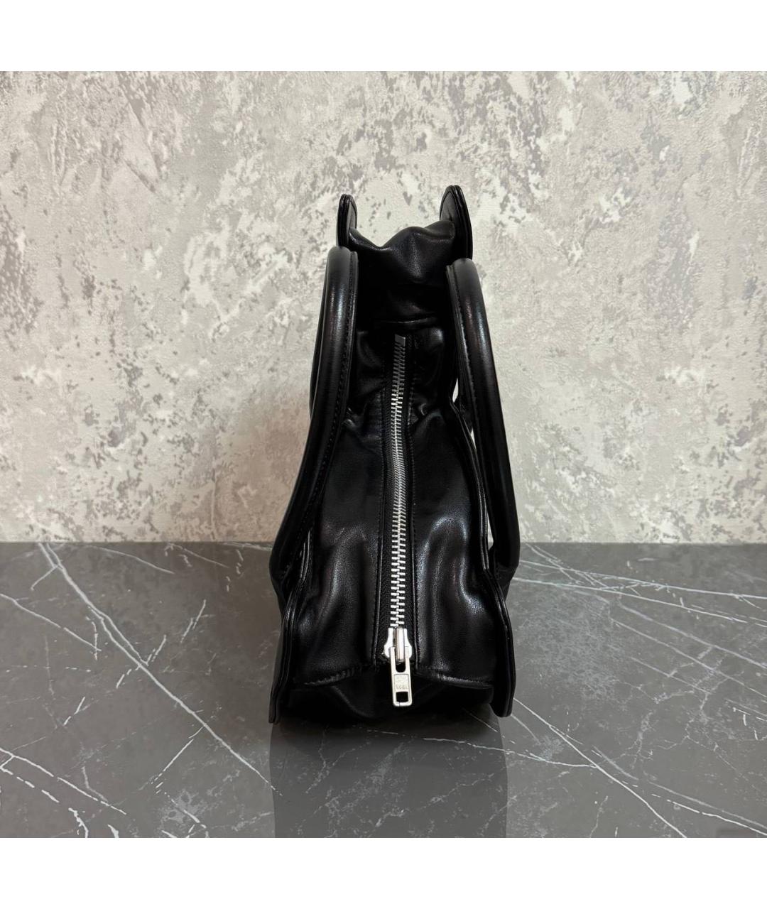 COMME DES GARÇONS Черная кожаная сумка с короткими ручками, фото 5