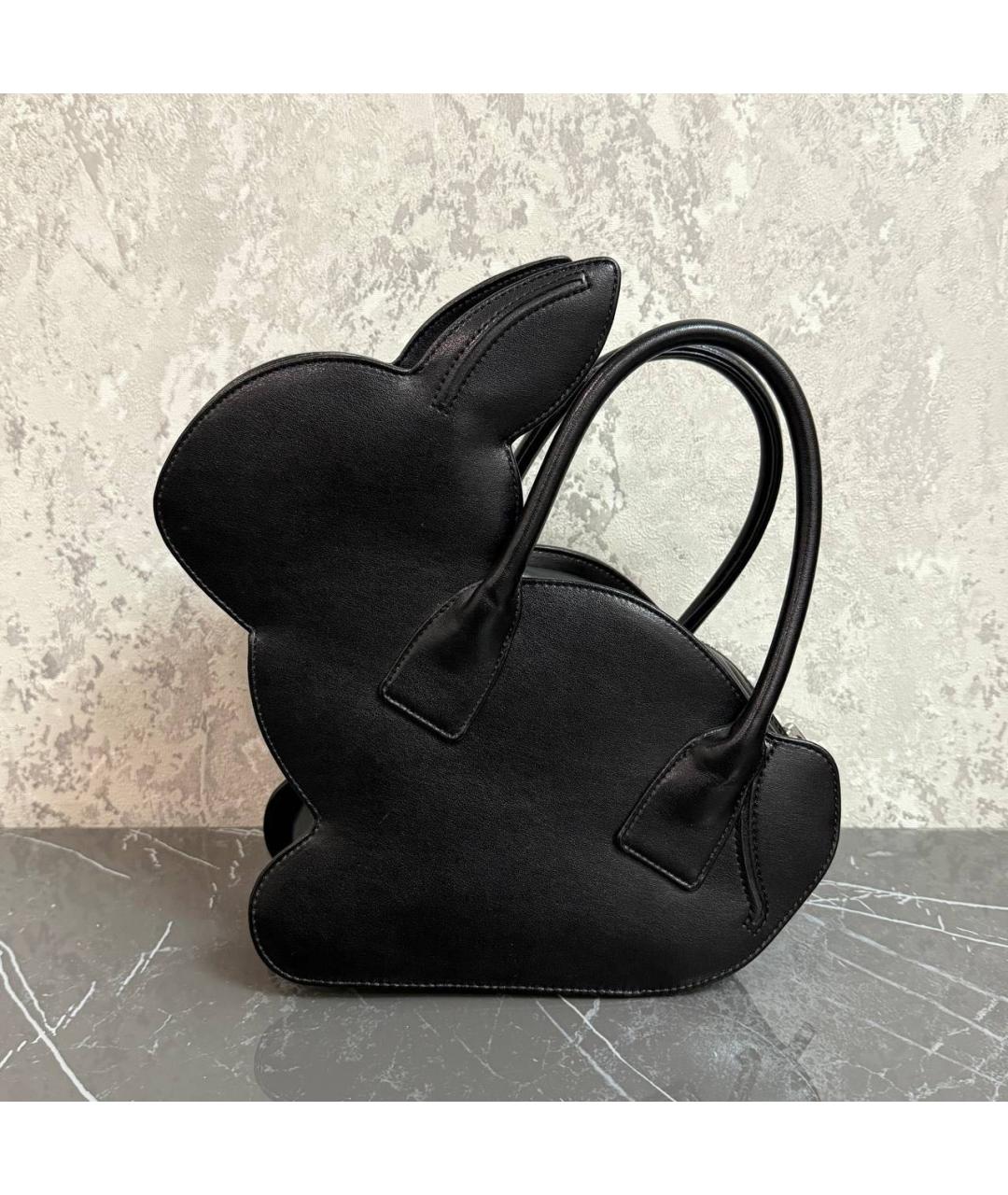 COMME DES GARÇONS Черная кожаная сумка с короткими ручками, фото 3