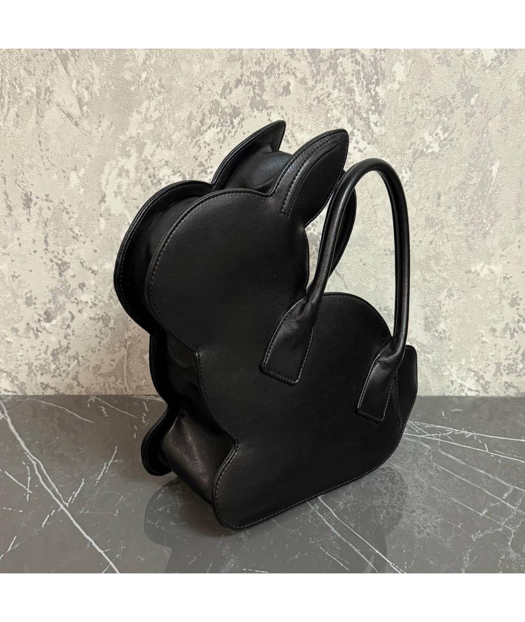 COMME DES GARÇONS Черная кожаная сумка с короткими ручками, фото 2