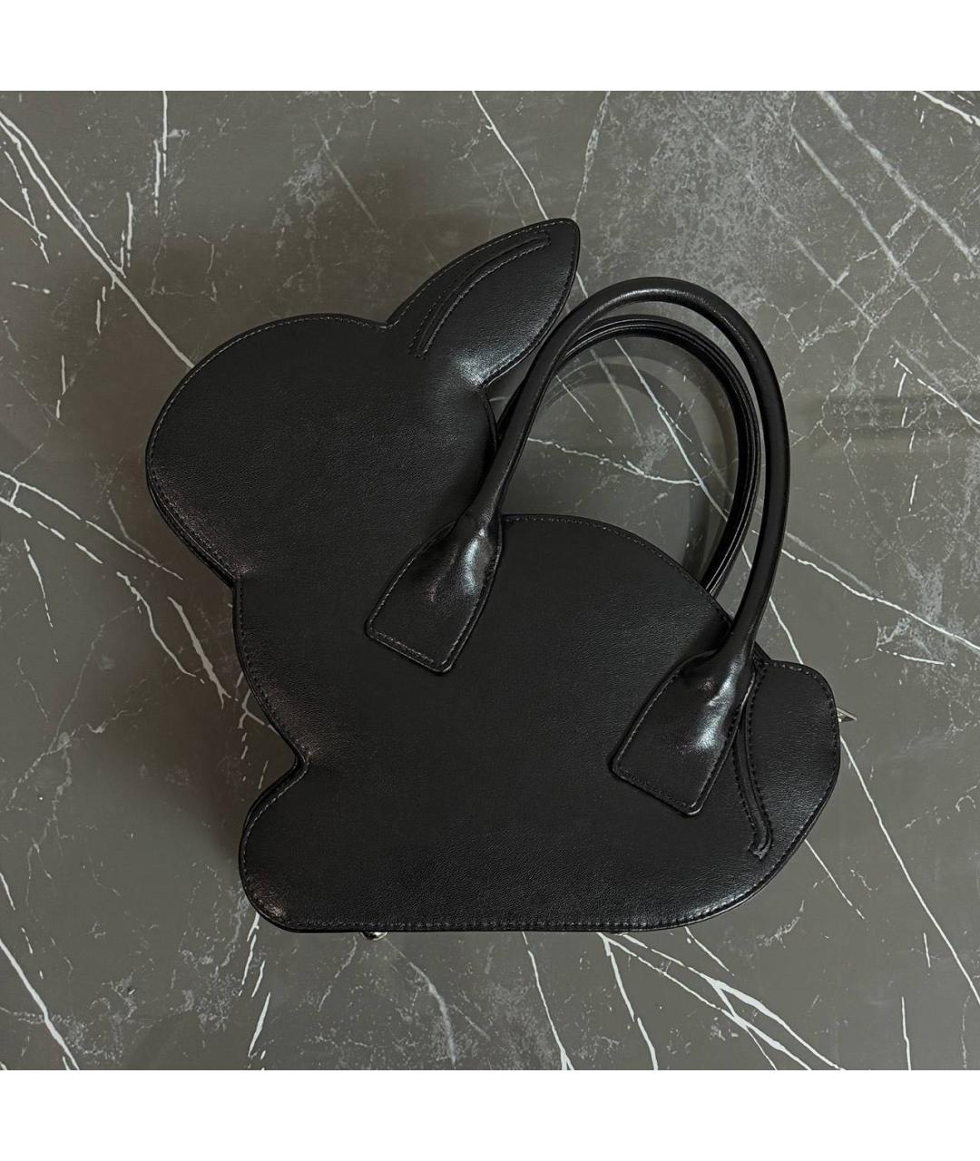 COMME DES GARÇONS Черная кожаная сумка с короткими ручками, фото 7