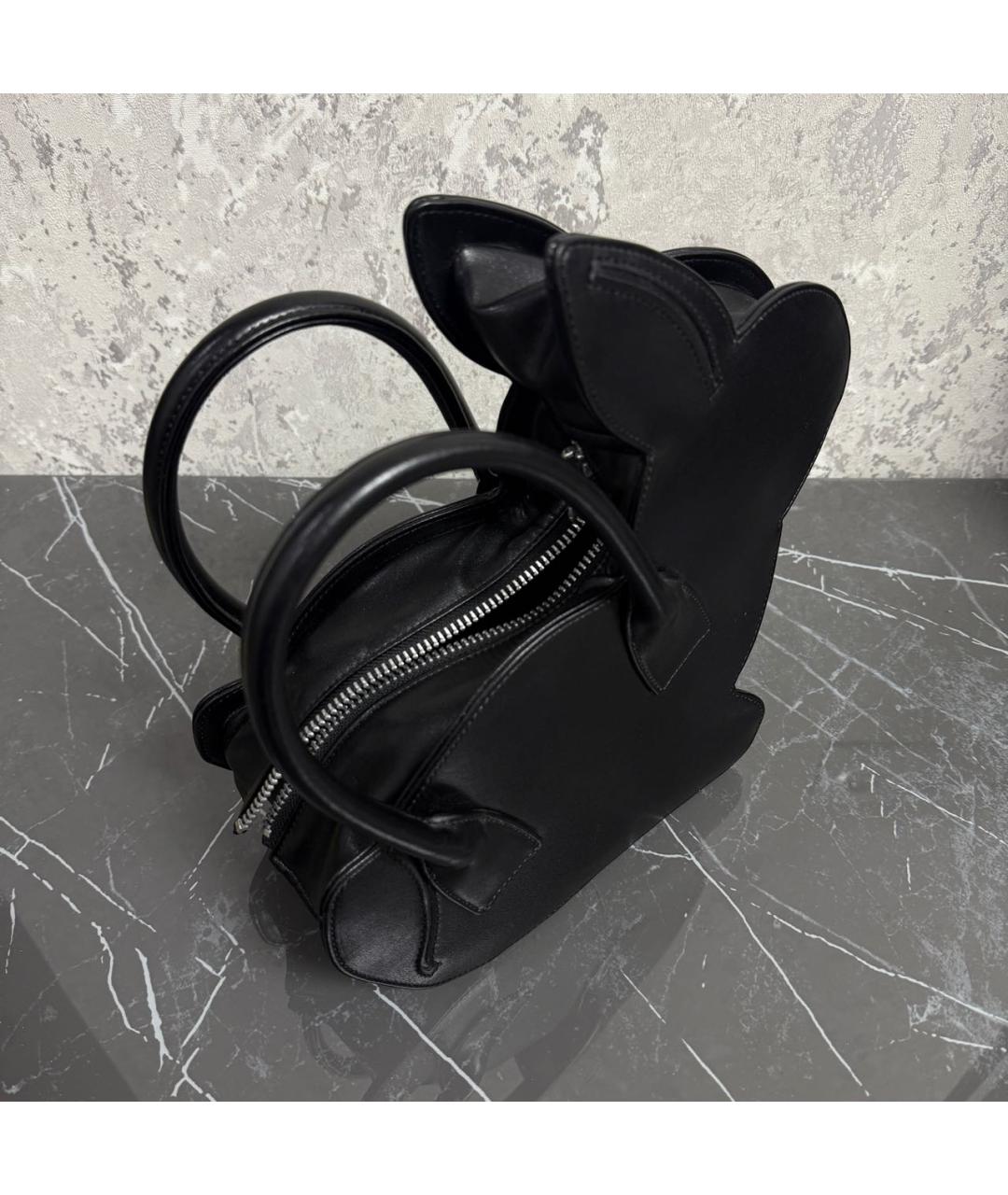 COMME DES GARÇONS Черная кожаная сумка с короткими ручками, фото 4