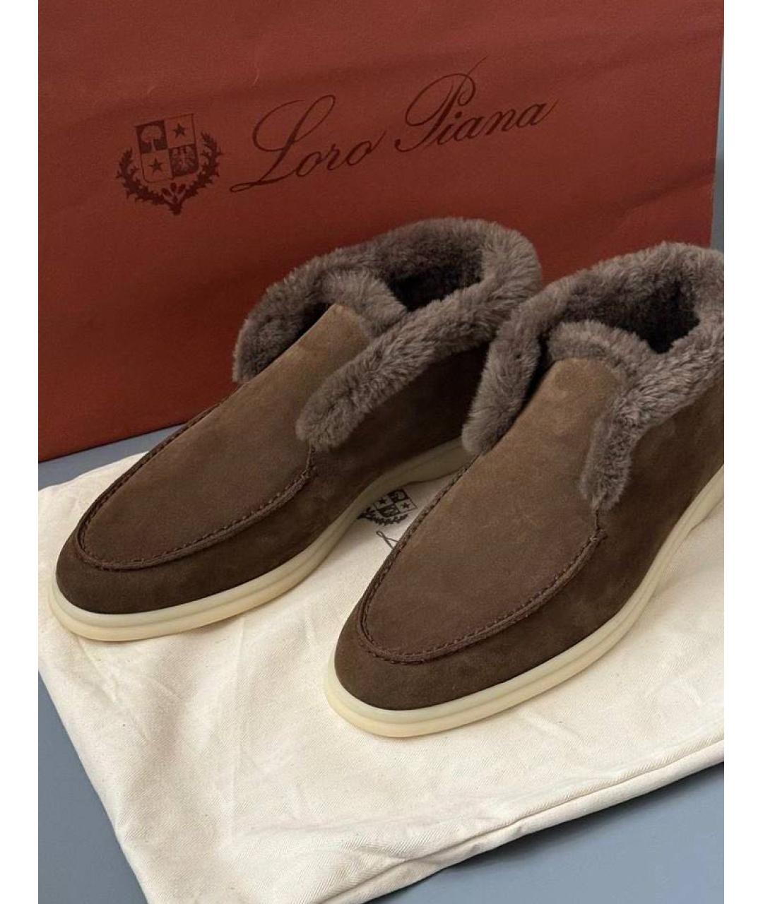 LORO PIANA Коричневые замшевые лоферы, фото 3