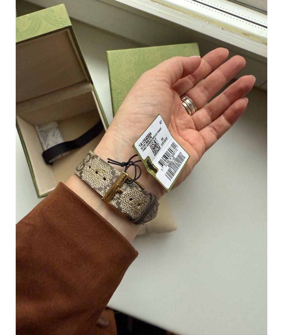 GUCCI Коричневые кожаные часы, фото 5