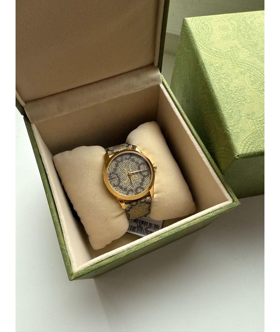 GUCCI Коричневые кожаные часы, фото 2