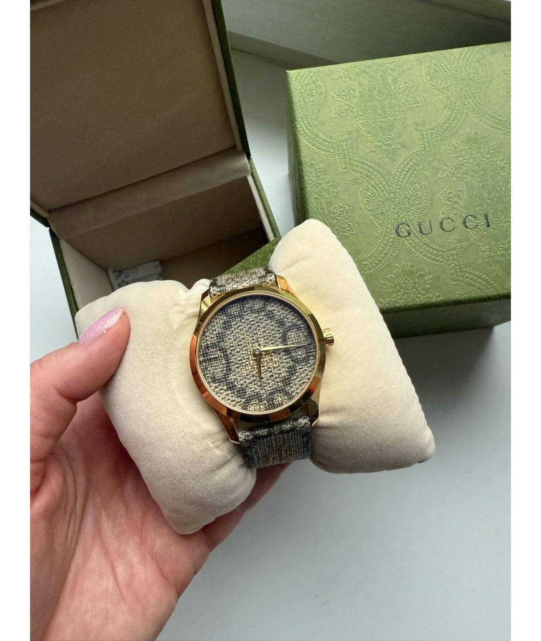 GUCCI Коричневые кожаные часы, фото 7