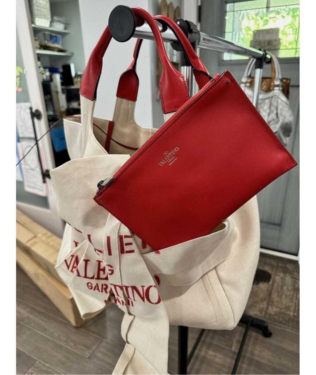 VALENTINO Белая хлопковая сумка тоут, фото 3