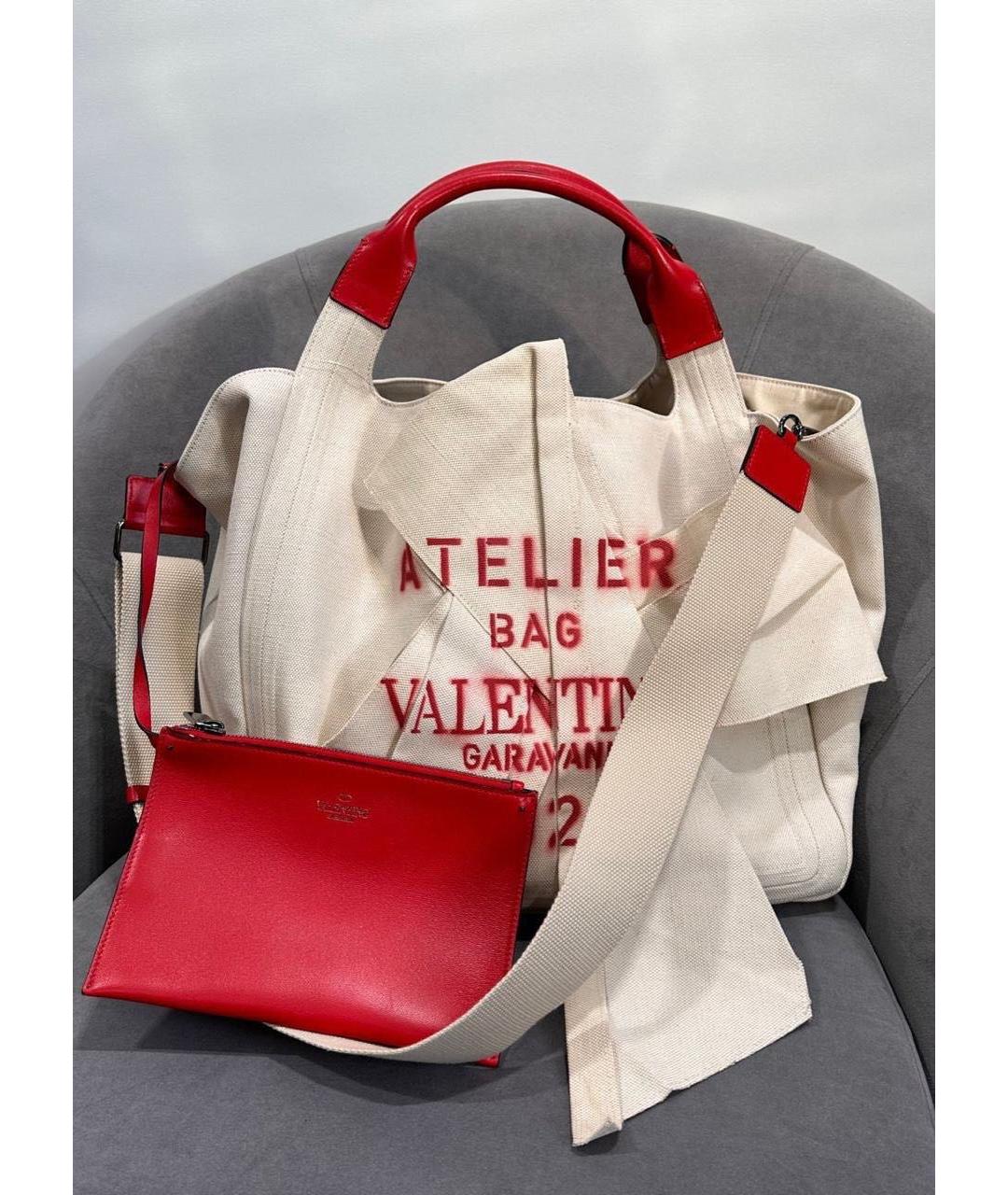 VALENTINO Белая хлопковая сумка тоут, фото 5