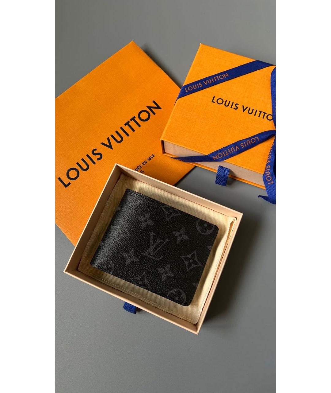 LOUIS VUITTON Серый кожаный кошелек, фото 3