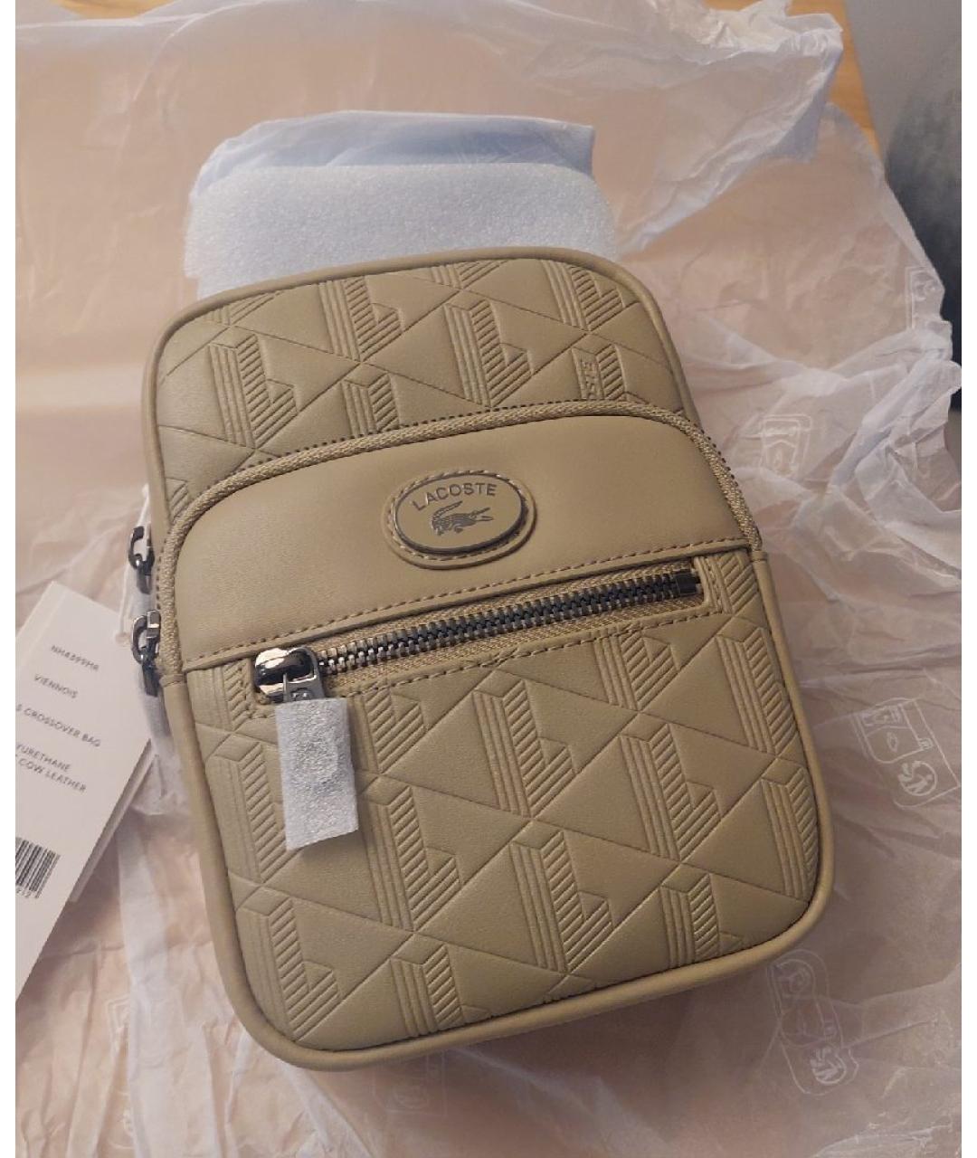 LACOSTE Бежевая сумка на плечо из искусственной кожи, фото 3