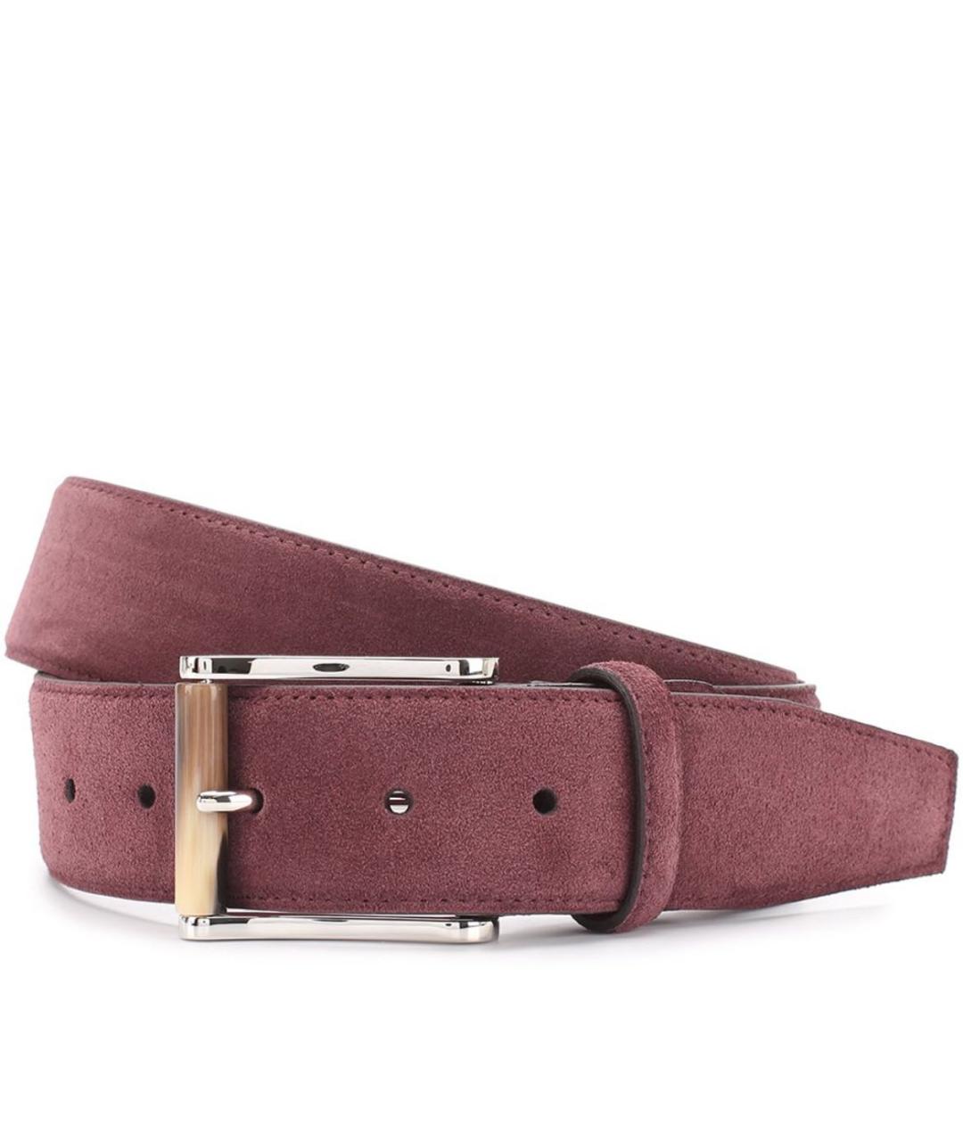 KITON Бордовый замшевый ремень, фото 4