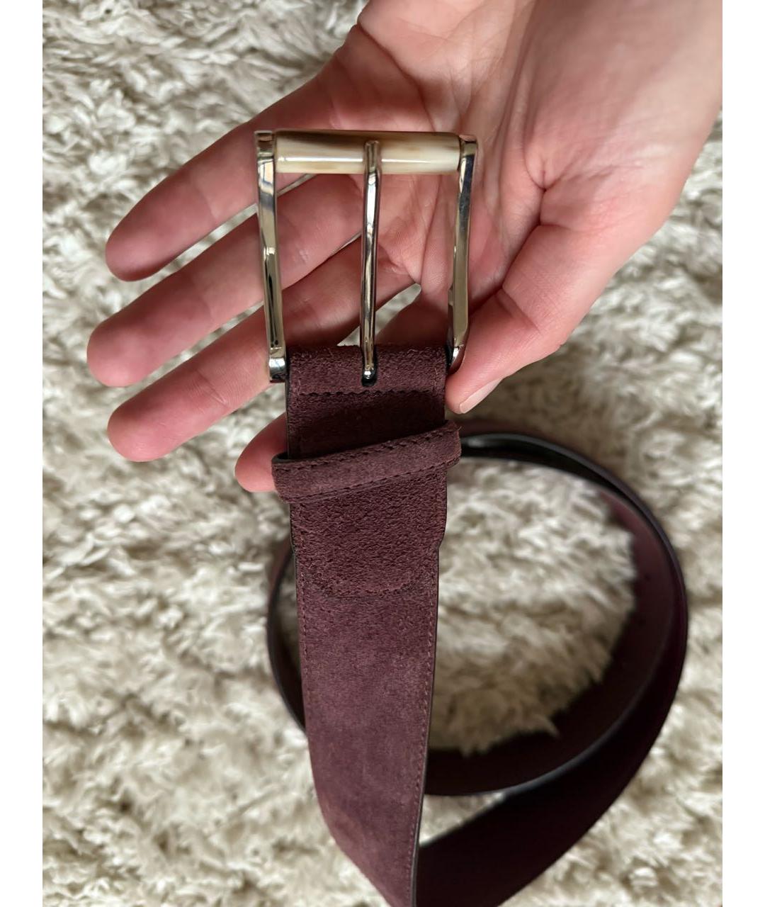KITON Бордовый замшевый ремень, фото 7