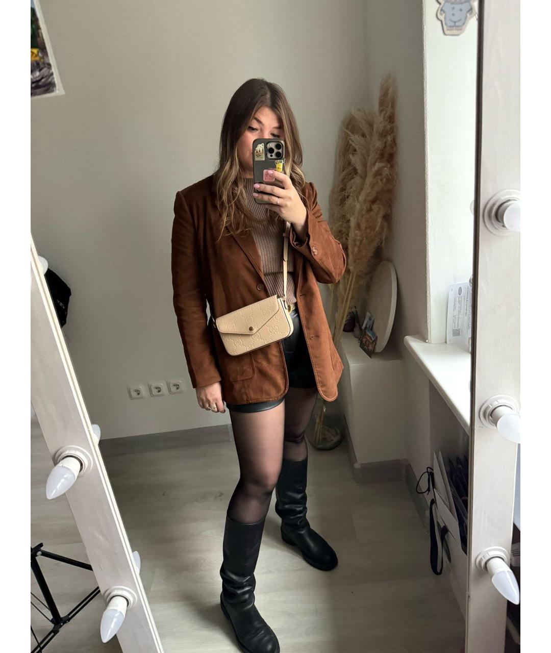 GUCCI Бежевая кожаная сумка через плечо, фото 7