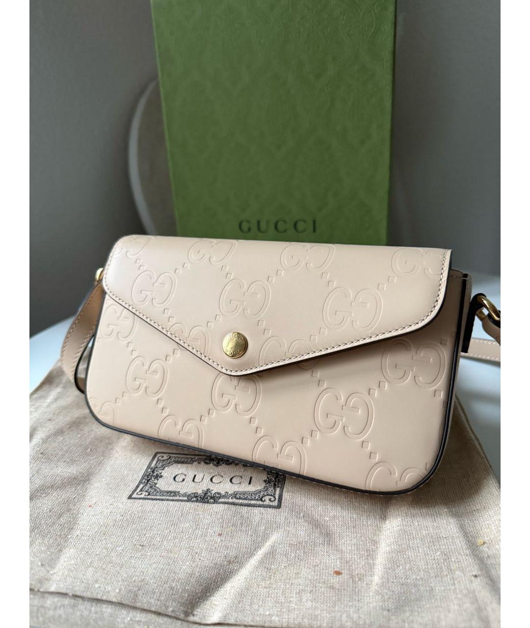 GUCCI Бежевая кожаная сумка через плечо, фото 2