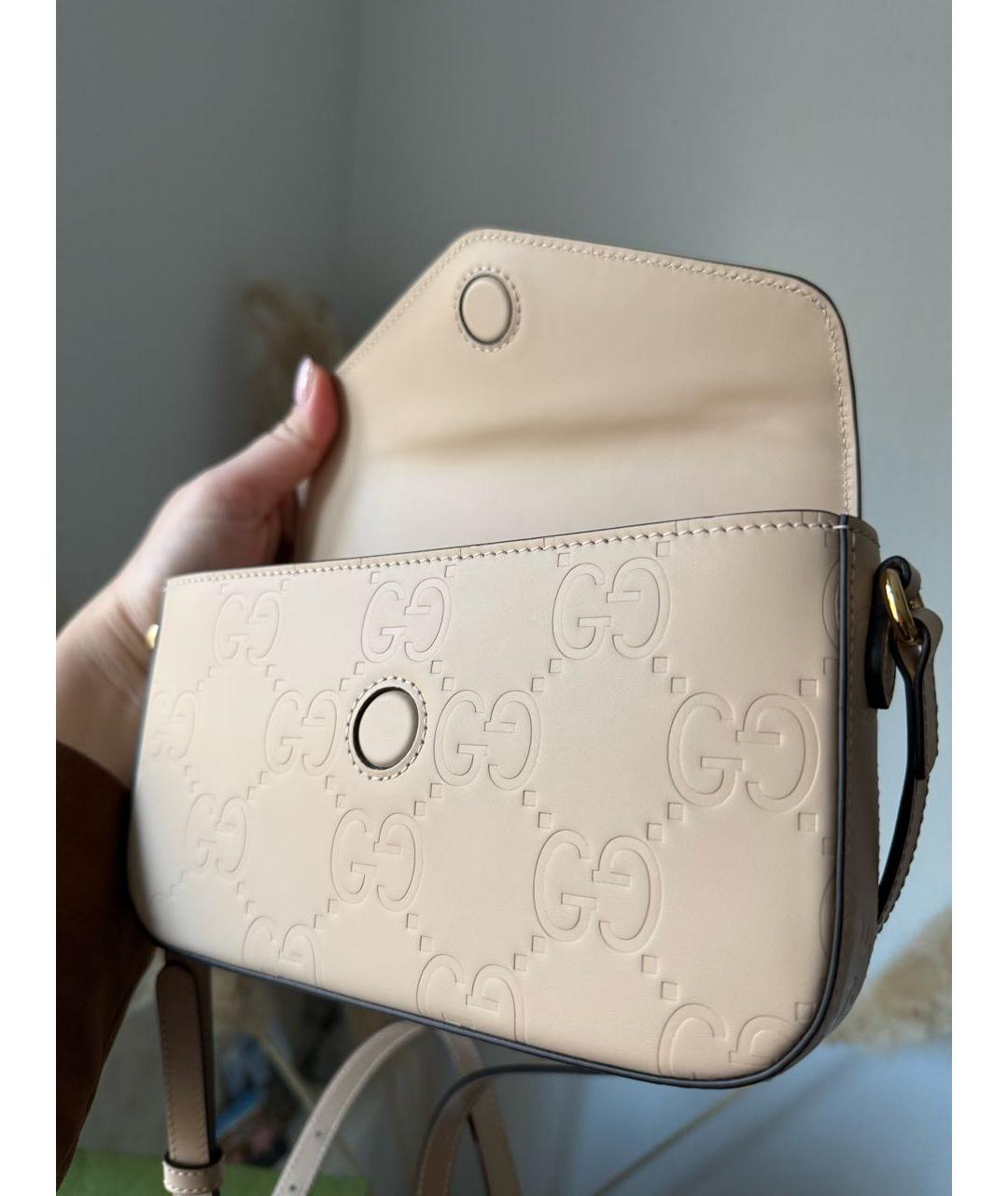 GUCCI Бежевая кожаная сумка через плечо, фото 3