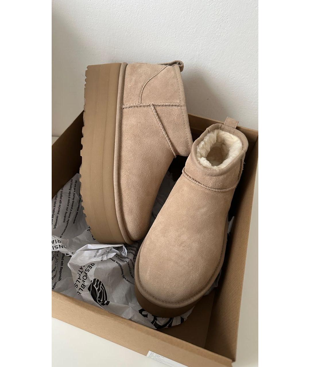 UGG AUSTRALIA Бежевые замшевые ботинки, фото 8