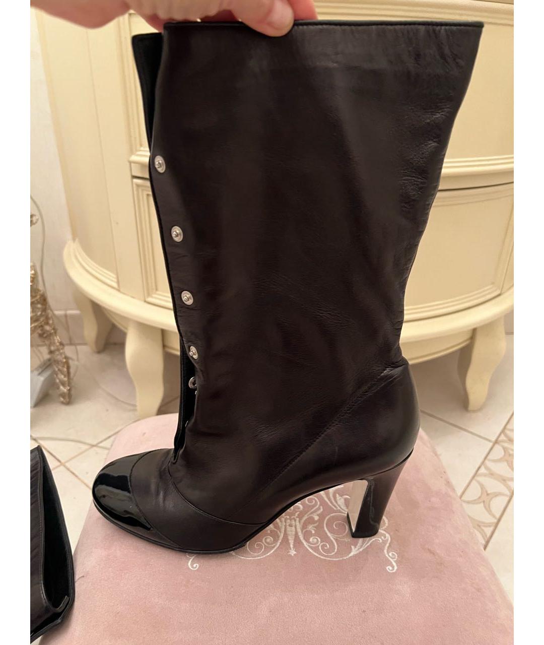 CHANEL Черные кожаные полусапоги, фото 9