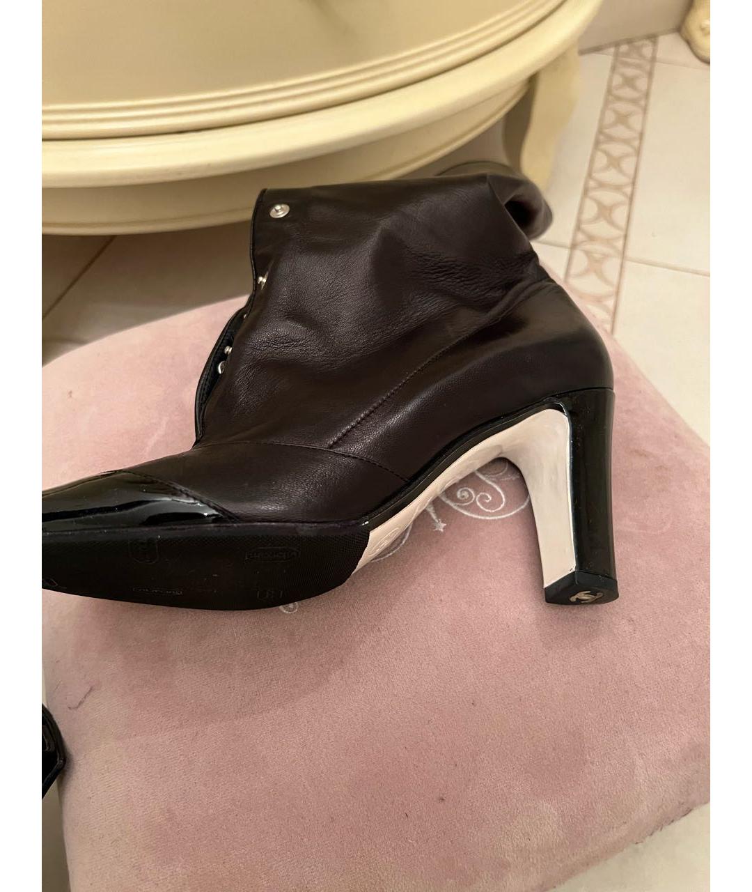 CHANEL Черные кожаные полусапоги, фото 6