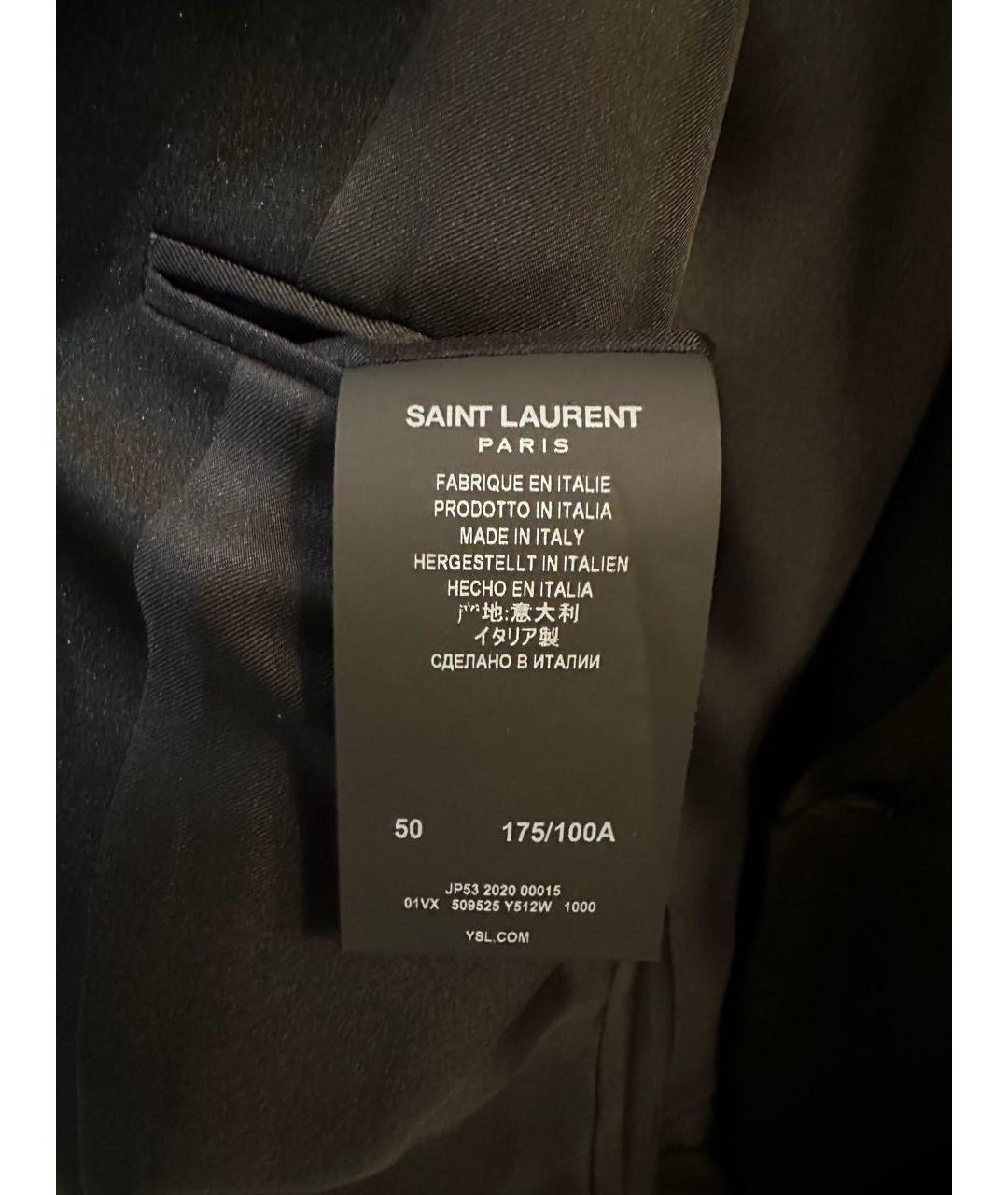 SAINT LAURENT Черный шерстяной пиджак, фото 6