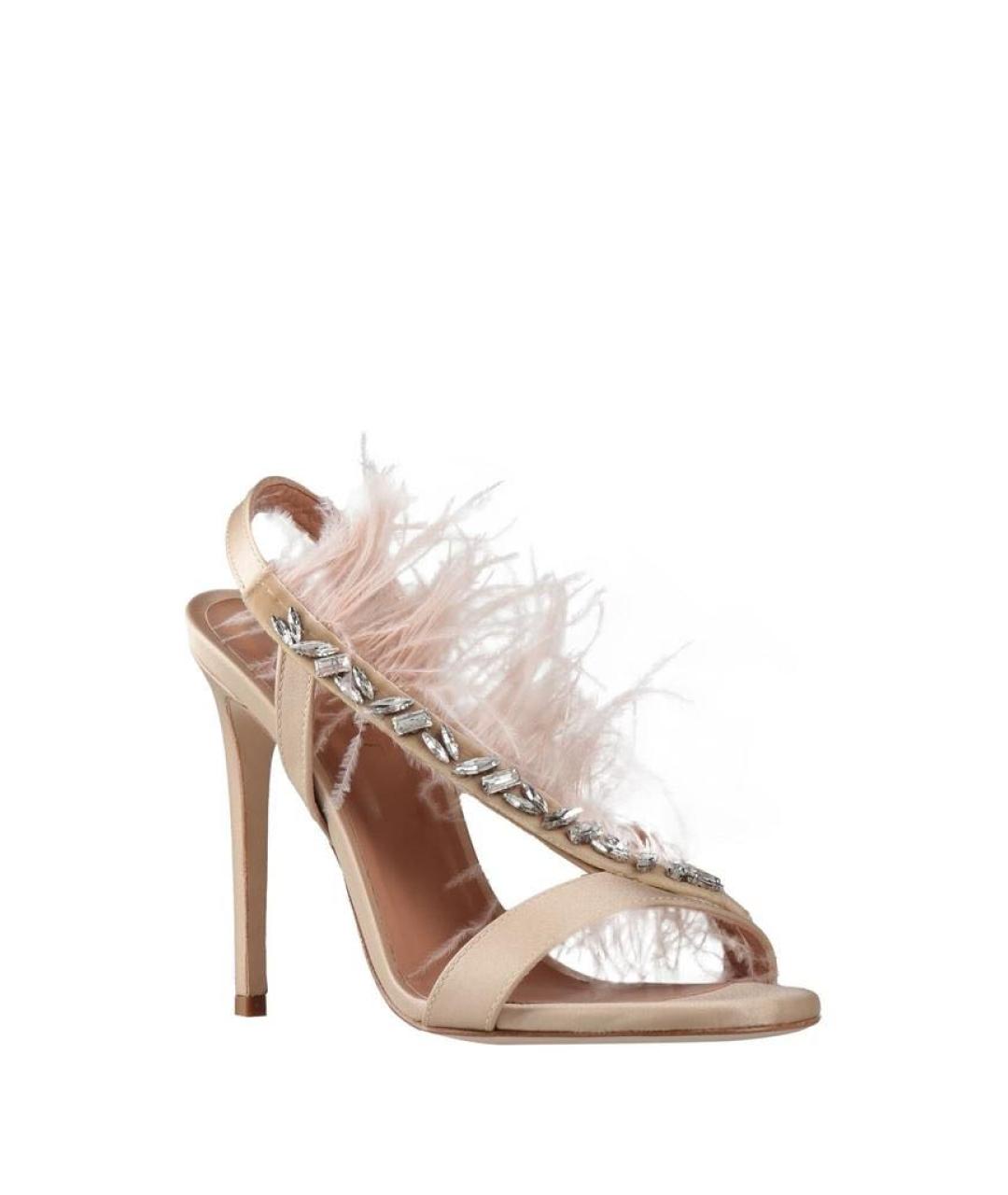 TWIN-SET Бежевые кожаные босоножки, фото 1