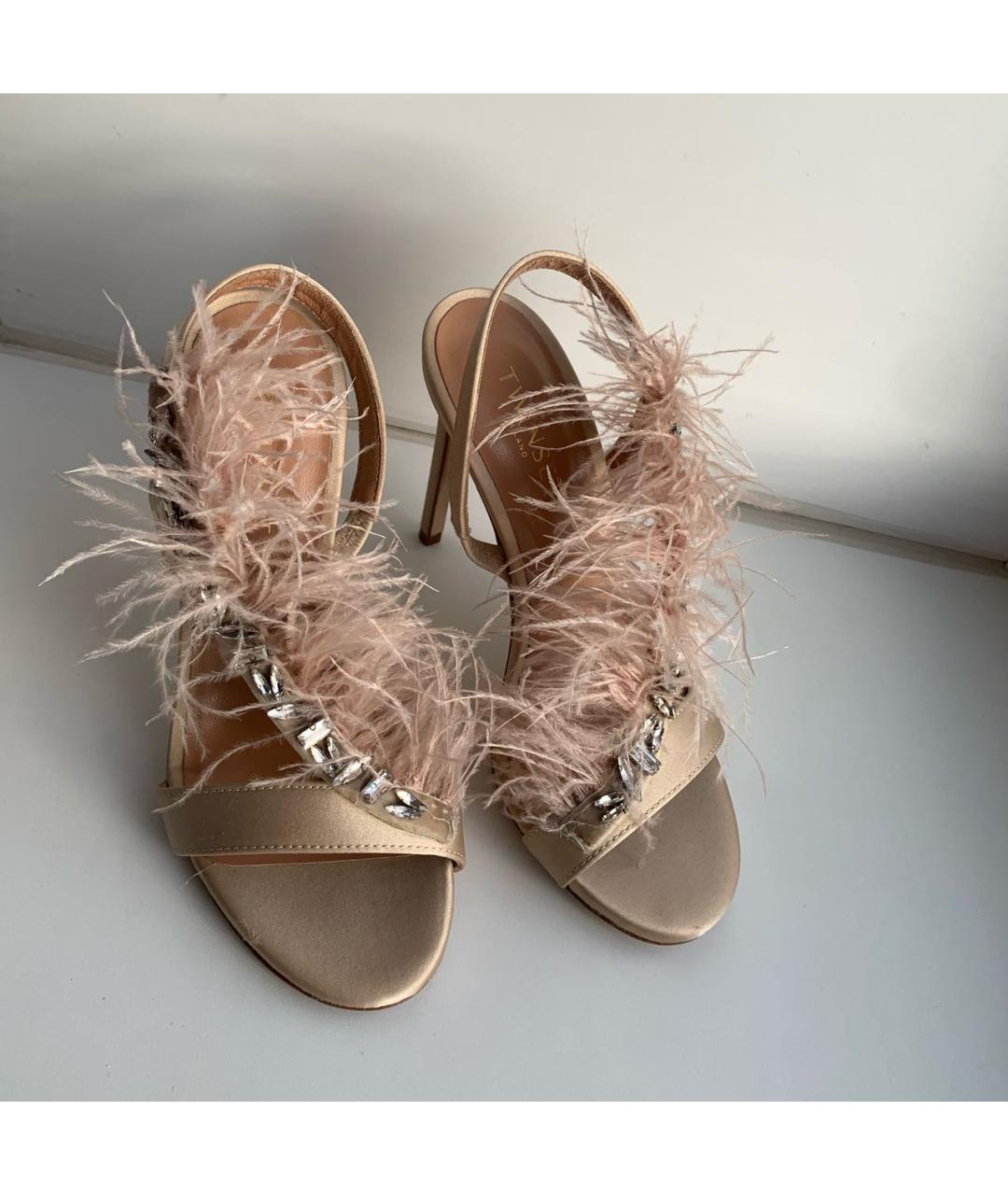 TWIN-SET Бежевые кожаные босоножки, фото 5