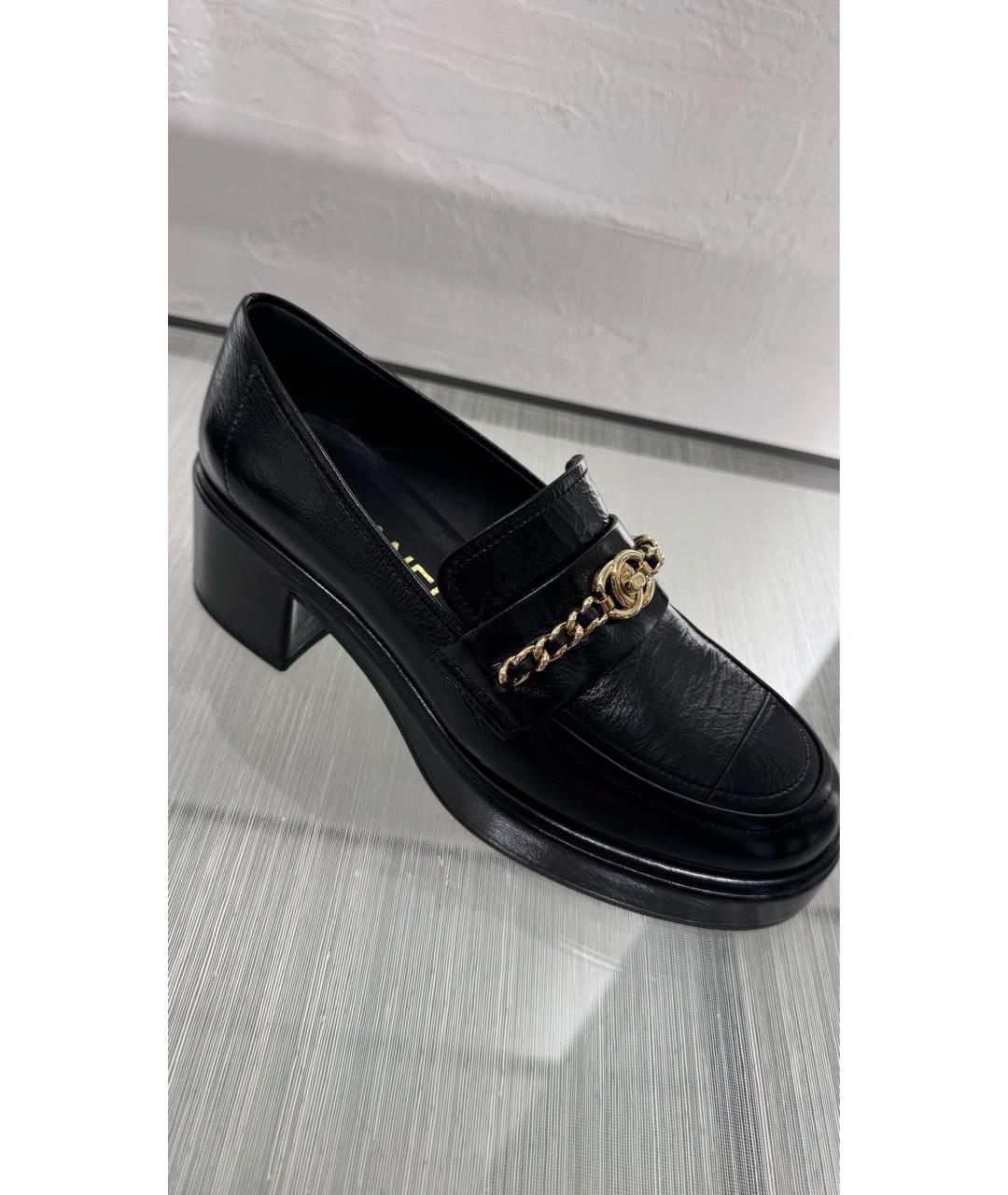 CHANEL Черные кожаные лоферы, фото 4