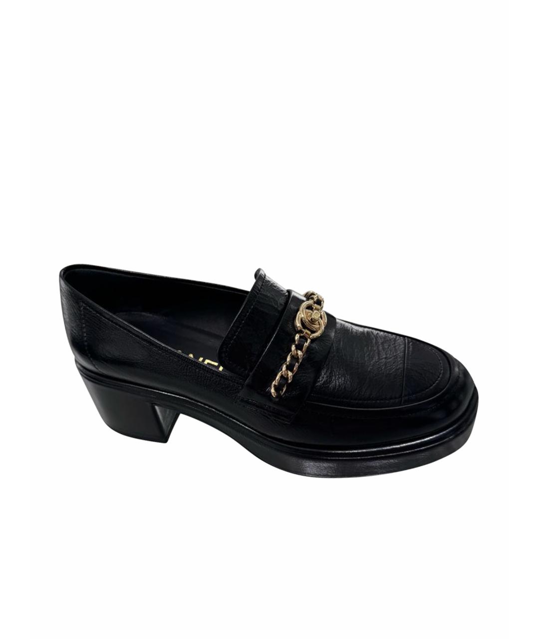CHANEL Черные кожаные лоферы, фото 1