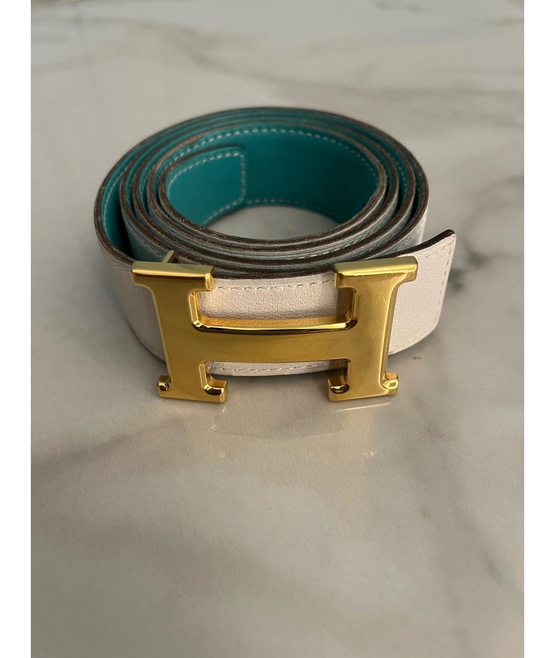 HERMES Белый кожаный ремень, фото 7