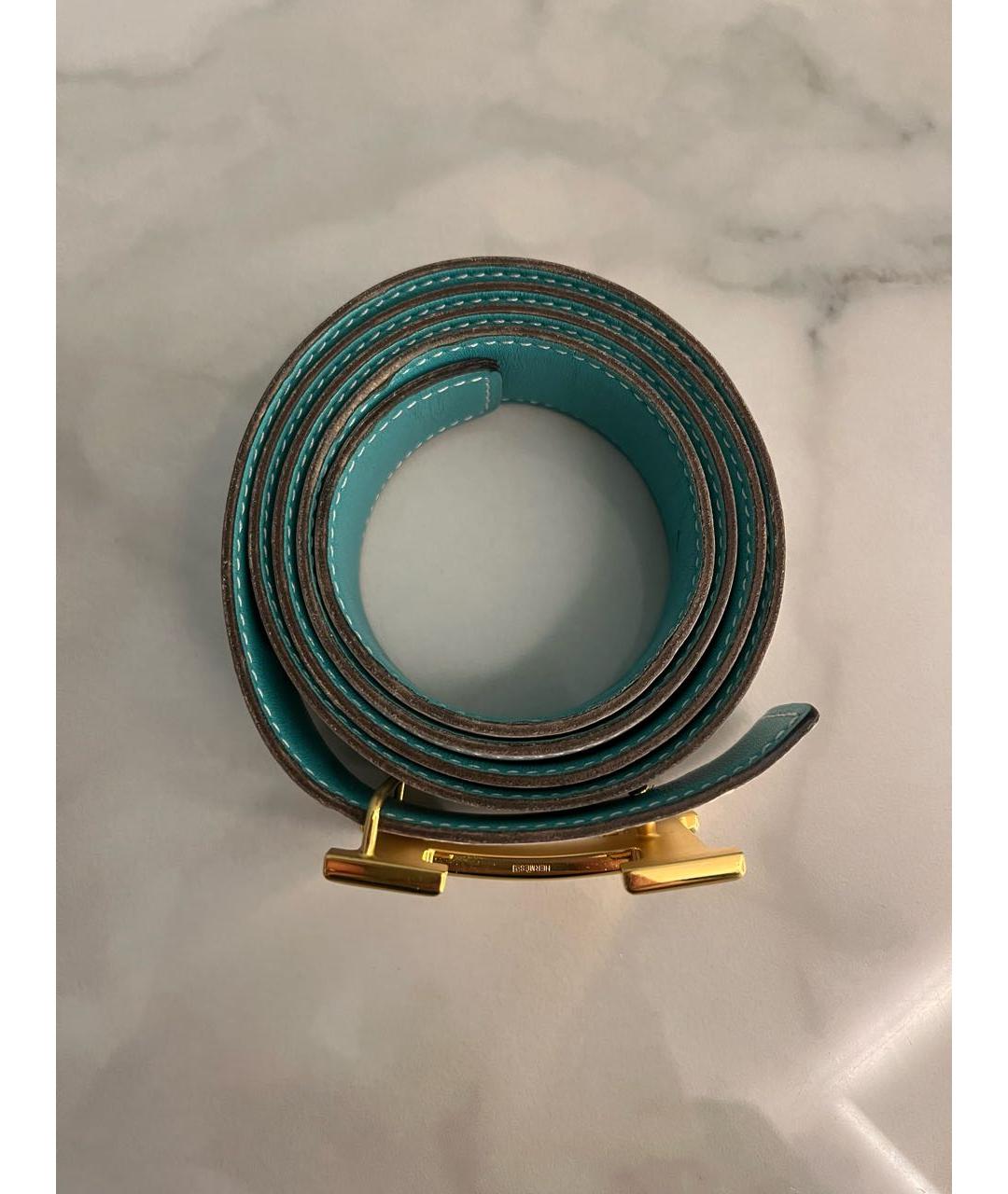 HERMES Белый кожаный ремень, фото 3