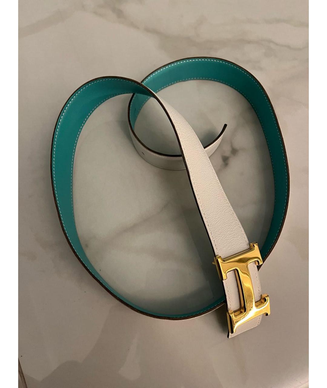 HERMES Белый кожаный ремень, фото 2