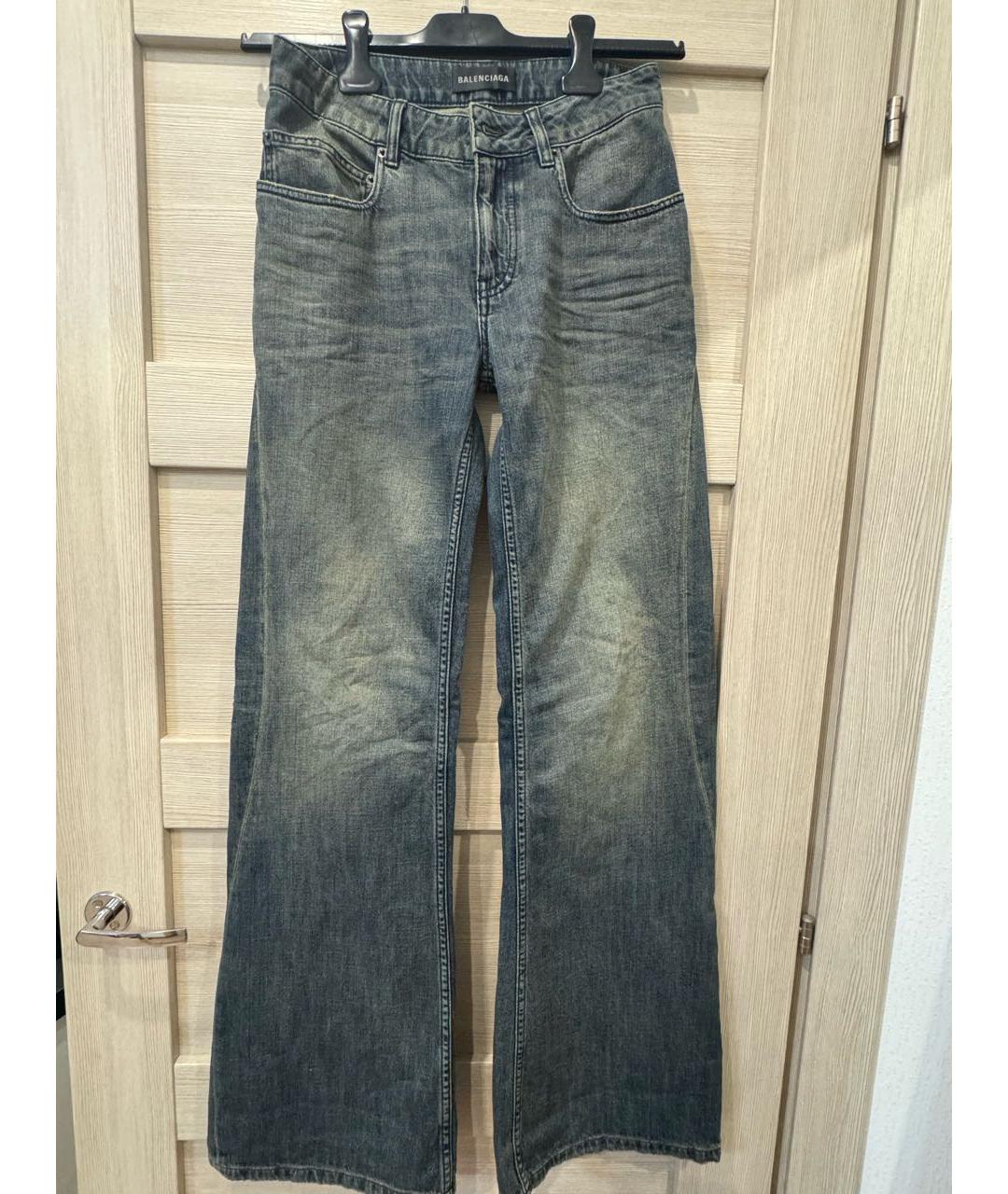 BALENCIAGA Темно-синие хлопковые джинсы клеш, фото 6