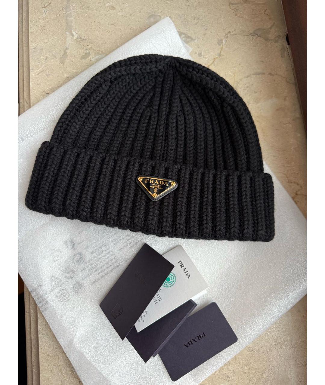 PRADA Черная кашемировая шапка, фото 2