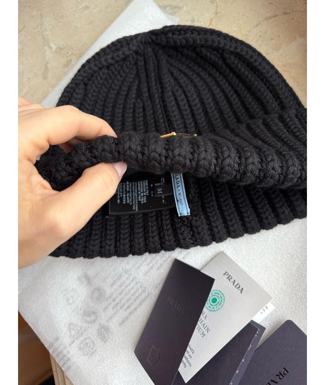 PRADA Черная кашемировая шапка, фото 4