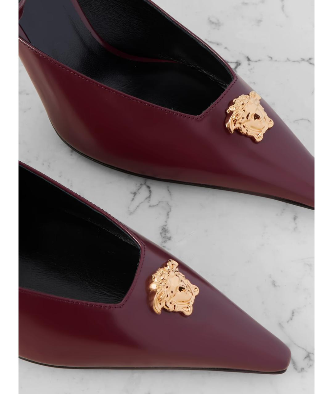 VERSACE Бордовые кожаные туфли, фото 4