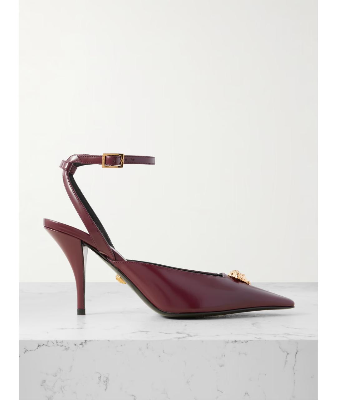 VERSACE Бордовые кожаные туфли, фото 5