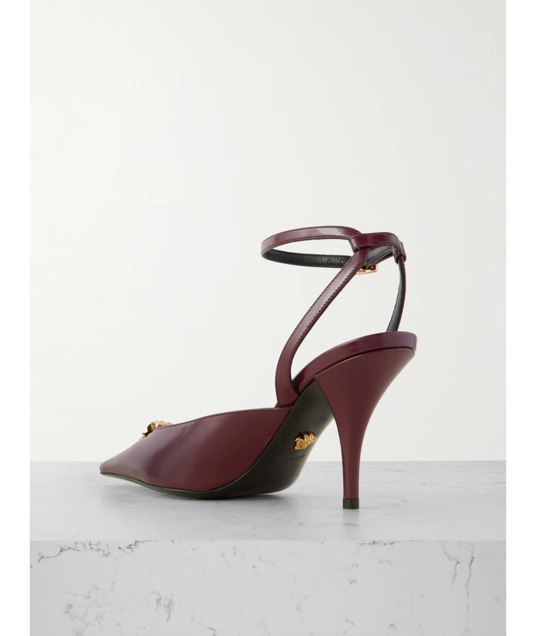 VERSACE Бордовые кожаные туфли, фото 3