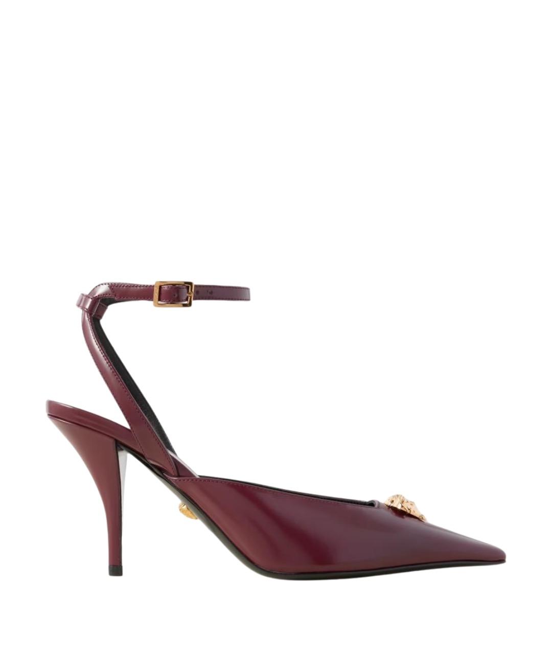 VERSACE Бордовые кожаные туфли, фото 1
